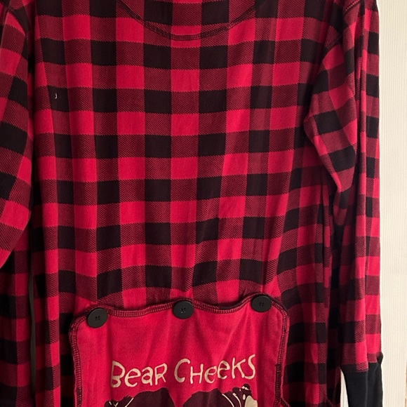 LAZY ONE red black plaid one piece PJ with flap on back - Picture 7 of 8